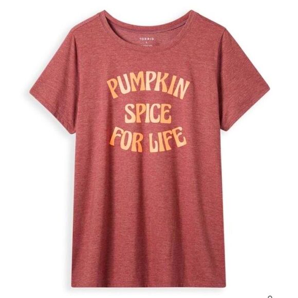TORRID PUMPKIN SPICE LIFE SIGNATURE JERSEY CLASSIC FIT TEE - Picture 1 of 3